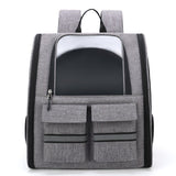 NNEDSZ Grey Collapsible Pet Carrier Backpack with Trolley Sleeve