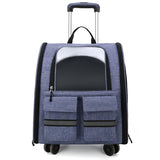 NNEDSZ light Blue 3-in-1 Pet Carrier: Rolling Backpack with Collapsible Design