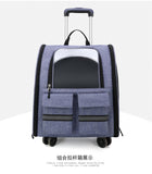 NNEDSZ light Blue 3-in-1 Pet Carrier: Rolling Backpack with Collapsible Design
