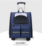 NNEDSZ Blue 3-in-1 Pet Carrier: Rolling Backpack with Collapsible Design