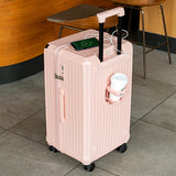NNEDSZ Smart Hard-Shell Luggage with USB Charging Port & Cup Holder - 24"Spinner Suitcase in Pink