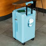 NNEDSZ Smart Hard-Shell Luggage with USB Charging Port & Cup Holder - 20"Spinner Suitcase in Blue