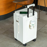 NNEDSZ Smart Hard-Shell Luggage with USB Charging Port & Cup Holder - 20"Spinner Suitcase in White