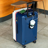 NNEDSZ Smart Hard-Shell Luggage with USB Charging Port & Cup Holder - 20" Spinner Suitcase in Blue & White