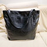 NNEDSZ Vintage Genuine Leather Tote Bag - Stylish and Spacious Everyday Shoulder Bag  (Black)