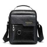 NNEDSZ Men's Vintage Leather Shoulder Bag - Multi-Compartment Crossbody Messenger Bag 22cm(L)*8cm(W)*26cm(H)(Black)