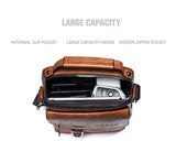 NNEDSZ Men's Vintage Leather Shoulder Bag - Multi-Compartment Crossbody Messenger Bag 22cm(L)*8cm(W)*26cm(H)(Black)