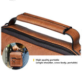 NNEDSZ Men's Vintage Leather Shoulder Bag - Multi-Compartment Crossbody Messenger Bag 22cm(L)*8cm(W)*26cm(H)(Black)