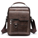 NNEDSZ Men's Vintage Leather Shoulder Bag - Multi-Compartment Crossbody Messenger Bag 22cm(L)*8cm(W)*26cm(H)(Dark brown)