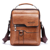 NNEDSZ Men's Vintage Leather Shoulder Bag - Multi-Compartment Crossbody Messenger Bag 22cm(L)*8cm(W)*26cm(H)(Light brown)