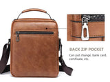 NNEDSZ Men's Vintage Leather Shoulder Bag - Multi-Compartment Crossbody Messenger Bag 22cm(L)*8cm(W)*26cm(H)(Light brown)