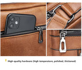 NNEDSZ Men's Vintage Leather Shoulder Bag - Multi-Compartment Crossbody Messenger Bag 22cm(L)*8cm(W)*26cm(H)(Light brown)