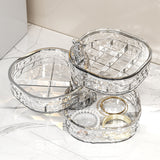 NNEDSZ Elegant Crystal Stackable Jewelry Organizer with Bear Handle - 3-Tier Display Box for Accessories 13.4*13.4*14.2cm