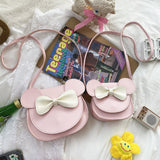 NNEDSZ Adorable Bow Bear Crossbody Bag for Kids - Pink Shoulder Bag 18*17*8cm