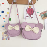 NNEDSZ Adorable Bow Bear Crossbody Bag for Kids - Purple Shoulder Bag 18*17*8cm