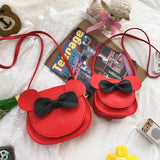 NNEDSZ Adorable Bow Bear Crossbody Bag for Kids - Red Shoulder Bag 18*17*8cm