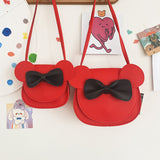 NNEDSZ Adorable Bow Bear Crossbody Bag for Kids - Red Shoulder Bag 18*17*8cm