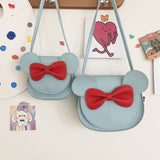 NNEDSZ Adorable Bow Bear Crossbody Bag for Kids - Blue Small Shoulder Bag 13*13*5cm