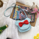 NNEDSZ Adorable Bow Bear Crossbody Bag for Kids - Blue Small Shoulder Bag 13*13*5cm