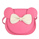 NNEDSZ Adorable Bow Bear Crossbody Bag for Kids - Rose Red Small Shoulder Bag 13*13*5cm