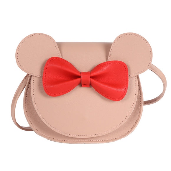 NNEDSZ Adorable Bow Bear Crossbody Bag for Kids - khaki Small Shoulder Bag 13*13*5cm