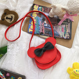 NNEDSZ Adorable Bow Bear Crossbody Bag for Kids - Red Small Shoulder Bag 13*13*5cm