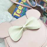 NNEDSZ Adorable Bow Bear Crossbody Bag for Kids - Pink Small Shoulder Bag 13*13*5cm