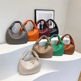 NNEDSZ Luxury Woven PU Leather Hobo Bag - Elegant Shoulder Tote 34*21cm (off-white)