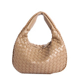 NNEDSZ Luxury Woven PU Leather Hobo Bag - Elegant Shoulder Tote 34*21cm (khaki)