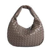 NNEDSZ Luxury Woven PU Leather Hobo Bag - Elegant Shoulder Tote 34*21cm (Grey)