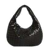 NNEDSZ Luxury Woven PU Leather Hobo Bag - Elegant Shoulder Tote 34*21cm (Black)