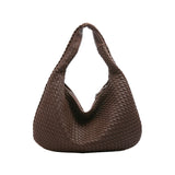 NNEDSZ Elegant Woven PU Leather Hobo Bag - Soft Shoulder Tote 47*32cm (Coffee)
