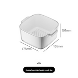NNEDSZ Two-Layer Drain Basket Colander - Small Size (White, 2 set)