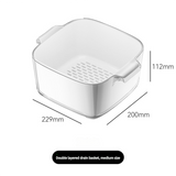 NNEDSZ Two-Layer Drain Basket Colander - Medium Size (White, 2 set)