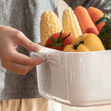 NNEDSZ Two-Layer Drain Basket Colander - Medium Size (White, 2 set)