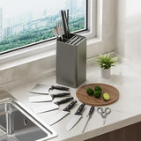 NNEDSZ Multi-Functional Square Knife Holder - Compact Kitchen Storage Organizer (grey)