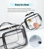 NNEDSZ Clear PVC Tote Bag with Handle - Transparent Stadium-Approved Travel Organizer(Black)