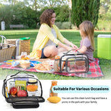 NNEDSZ Clear PVC Tote Bag with Handle - Transparent Stadium-Approved Travel Organizer(Black)