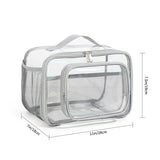 NNEDSZ Clear PVC Tote Bag with Handle - Transparent Stadium-Approved Travel Organizer(Gray)