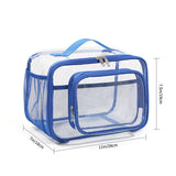NNEDSZ Clear PVC Tote Bag with Handle - Transparent Stadium-Approved Travel Organizer(Blue)