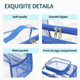 NNEDSZ Clear PVC Tote Bag with Handle - Transparent Stadium-Approved Travel Organizer(Blue)