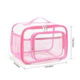 NNEDSZ Clear PVC Tote Bag with Handle - Transparent Stadium-Approved Travel Organizer(Pink)