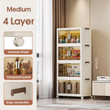 NNEDSZ Stackable Storage Boxes with Transparent Doors - Modular Organizer for Home & Pantry 55*32*123cm (4 layer )