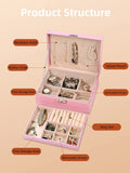 NNEDSZ Luxury Jewelry Organizer Box - Elegant Multi-Compartment Storage Case (Pink)23*17*8.8cm