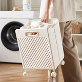NNEDSZ Foldable Laundry Basket with Wheels - Portable Rolling Hamper for Home Use 33*28*48cm White