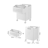 NNEDSZ Foldable Laundry Basket with Wheels - Portable Rolling Hamper for Home Use,Storage laundry basket combination 33*28*48cm White