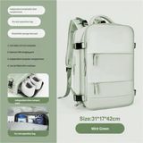 NNEDSZ Multi-Compartment Travel Backpack with Shoe Storage and Wet-Dry Separation (Mint Green)31cm(L)*17cm(W)*42cm(H)