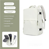 NNEDSZ Water-Resistant Laptop Backpack with USB Charging Port and Wet-Dry Separation (Beige)