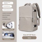 NNEDSZ Water-Resistant Laptop Backpack with USB Charging Port and Wet-Dry Separation (Brown)