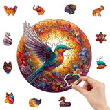 NNEDSZ Round Hummingbird Wooden Puzzle - Vibrant Floral Design (S-paper box-H160)